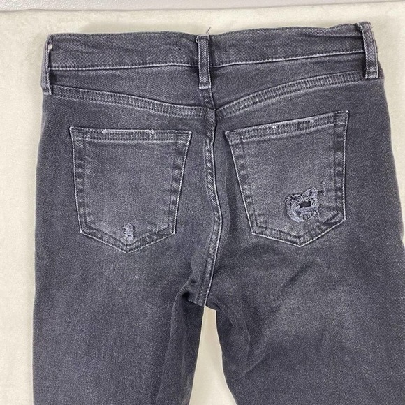 Free People Black Distressed/Ripped/Grunge High Waist Crop Skinny Jeans-26 - Picture 7 of 9